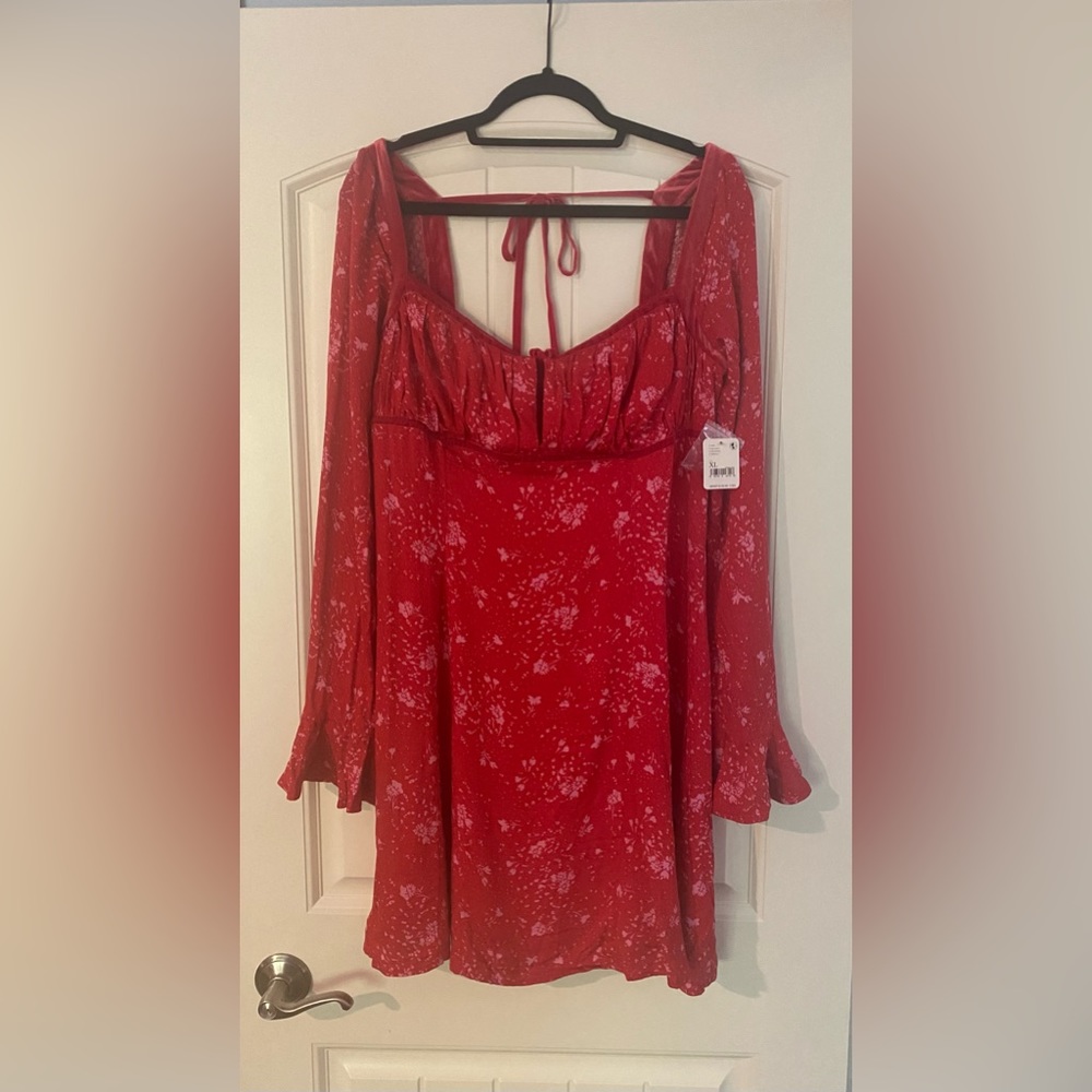Free People NWT red smocked dress